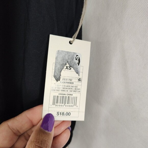 A New Day Black One Shoulder Crop Top Women Size XS Ruffle Neckline Banded Hem - Picture 5 of 8